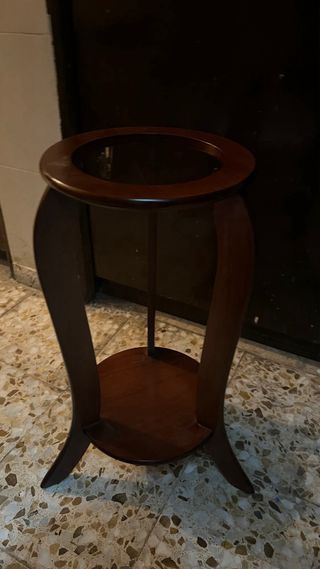 Mesa auxiliar madera y cristal