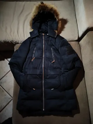 Piumino Lungo Nero Piko Collection Pelliccia