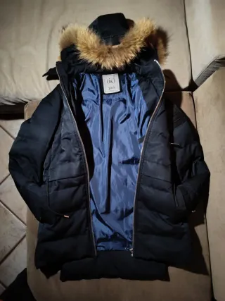 Piumino Lungo Nero Piko Collection Pelliccia