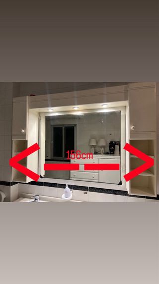 Muebles de baño completos beige y blanco