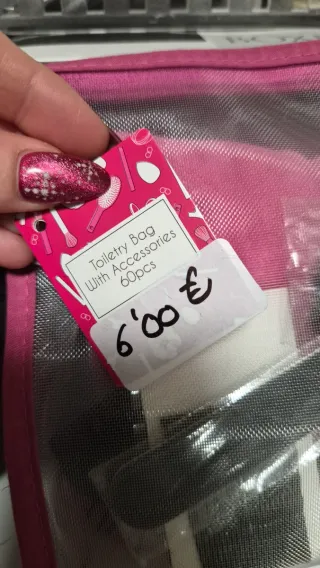 Neceser transparente rosa y negro