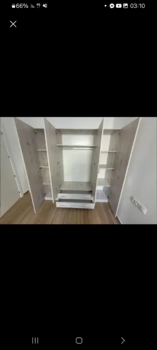 Armario modular madera gris y blanco