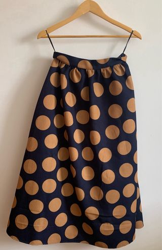 Falda midi Mr Wool&Silk lunares, Talla L