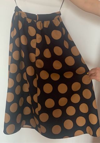 Falda midi Mr Wool&Silk lunares, Talla L