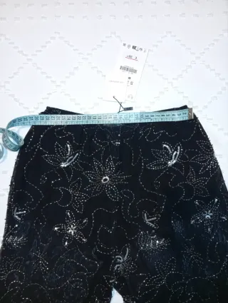 Pantalón fiesta Zara lentejuelas transparente