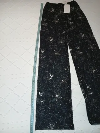 Pantalón fiesta Zara lentejuelas transparente