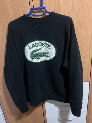 Sudadera Lacoste Negra con Logo Cocodrilo