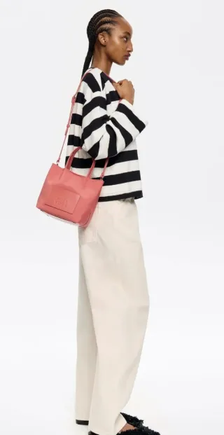 Bolso Bimba y Lola Coral Tela Gabardina.