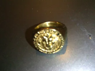 Anillo de oro chapado 24k con diseño de león,