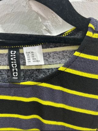 Vestido Mini Rayas Elástico Negro y Amarillo