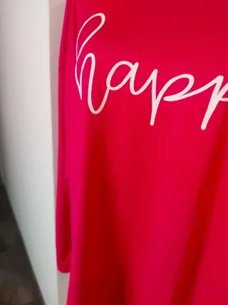 Camiseta rosa happy manga larga