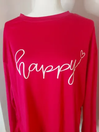 Camiseta rosa happy manga larga