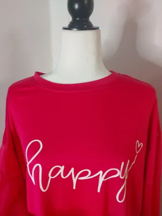 Camiseta rosa happy manga larga