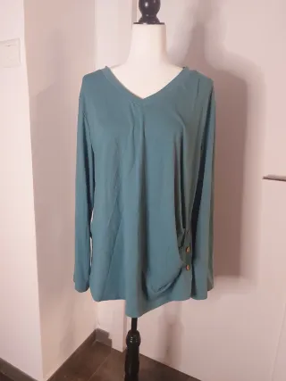 Camiseta manga larga verde azulado