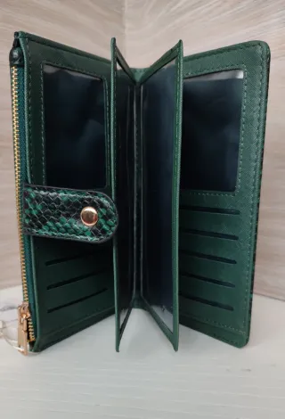 Portafogli verde bottiglia effetto pelle serpente