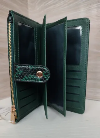 Portafogli verde bottiglia effetto pelle serpente