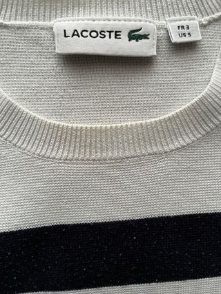 Maglione Lacoste bianco a righe blu – logo coccodr