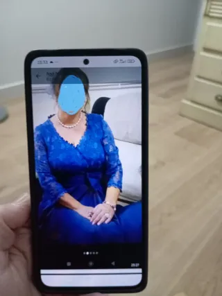 Vestido de fiesta gris azulado