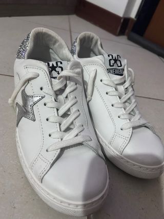 Scarpe 2star bianche con stella argento