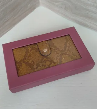 Cartera monedero mostaza efecto piel serpiente