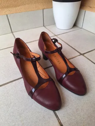 Zapatos Mary Jane Hispanitas Piel Burdeos