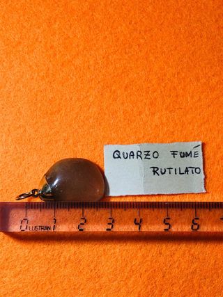 Ciondolo in pietra Quarzo Fumé Rutilato burattata