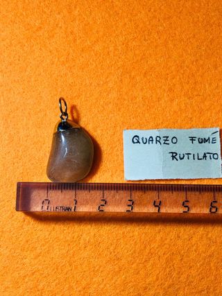 Ciondolo in pietra Quarzo Fumé Rutilato burattata