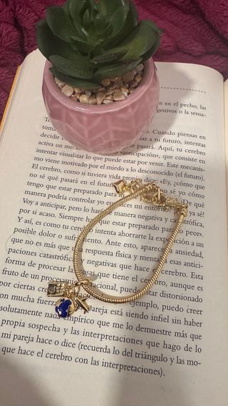 Pulsera Acero Dorado y Rosa