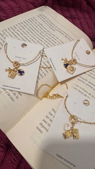 Pulsera Acero Dorado y Rosa