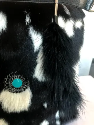 Bolso de cuero Pelo Negro y Blanco