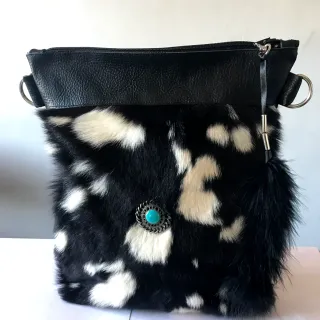 Bolso de cuero Pelo Negro y Blanco