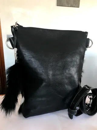 Bolso de cuero Pelo Negro y Blanco