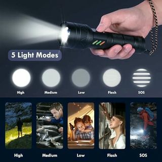 Linterna LED Recargable 300000 Lúmenes Táctica