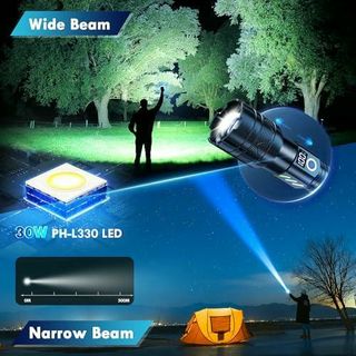 Linterna LED Recargable 300000 Lúmenes Táctica