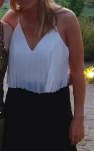 Vestido de fiesta blanco y negro