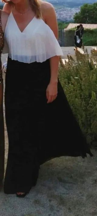 Vestido de fiesta blanco y negro