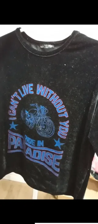 Camiseta terciopelo negra Talla L