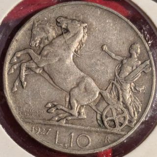 10 Lire Biga 1927 Due Rosette Regno D'Italia