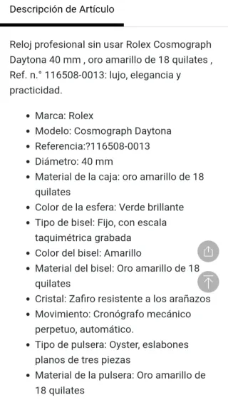 Reloj Rolex Daytona Oro Verde