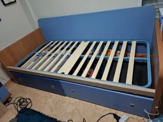 Cama juvenil madera 190x90, con amplias cajoneras