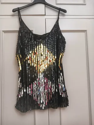 Top fiesta lentejuelas negro y dorado