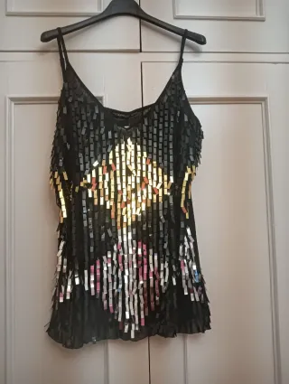 Top fiesta lentejuelas negro y dorado