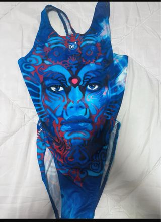 Bañador natación estampado cara azul
