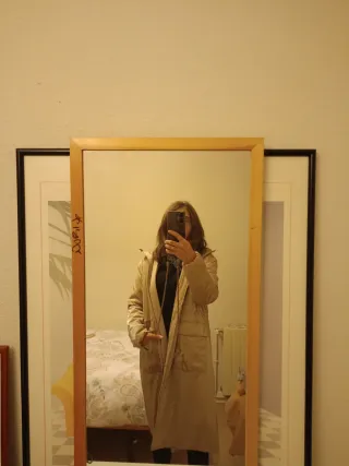 Anorak champán tres cuartos con capucha