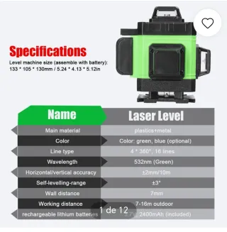 Nivel Láser KKnoon 360° Autonivelante con trípode.