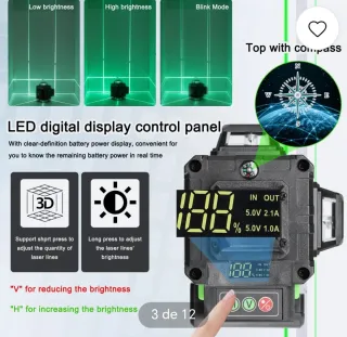 Nivel Láser KKnoon 360° Autonivelante con trípode.