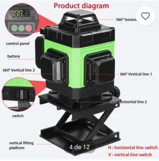 Nivel Láser KKnoon 360° Autonivelante con trípode.