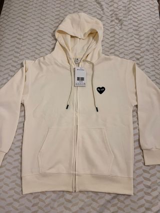 Sudadera Comme des Garçons Beige Corazón Negro