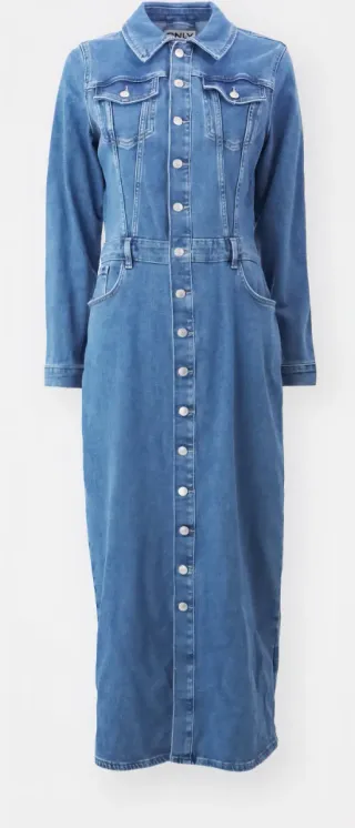 Vestito ONLY lungo in denim con bottoni