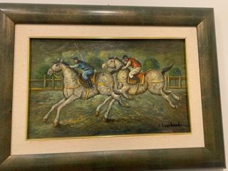 Dipinto olio Salvo Lombardo Fantini al galoppo